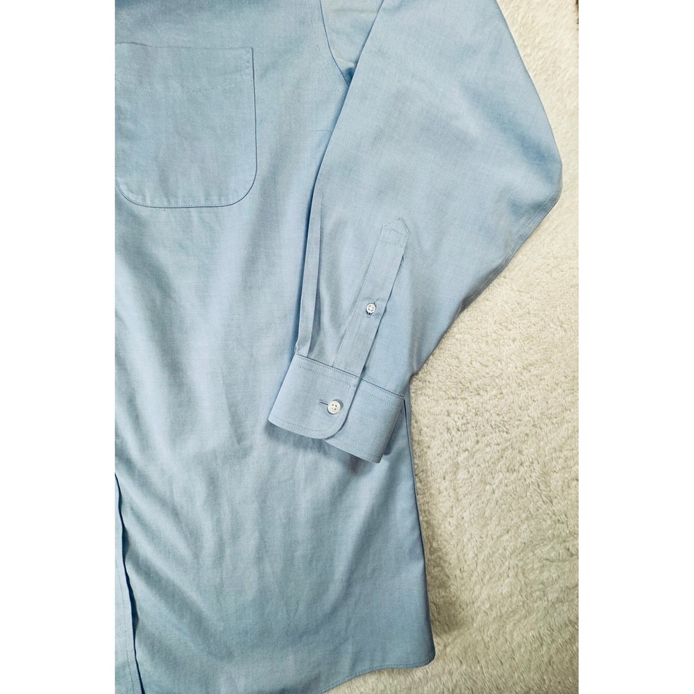 Roundtree & Yorke Gold Label Shirt Mens 15.5 34 Blue Non-Iron Pinpoint Oxford - Picture 10 of 13